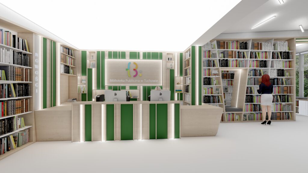 wizualizacja pomieszczeń bibliotecznych