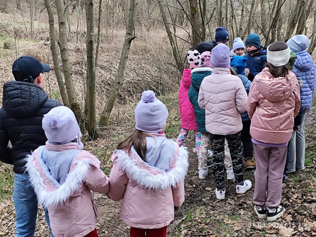 grupa dzieci w lesie