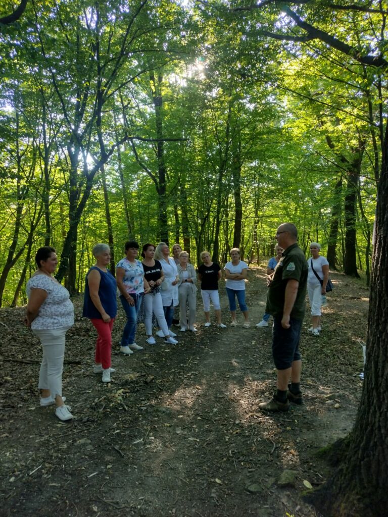 grupa osób w lesie