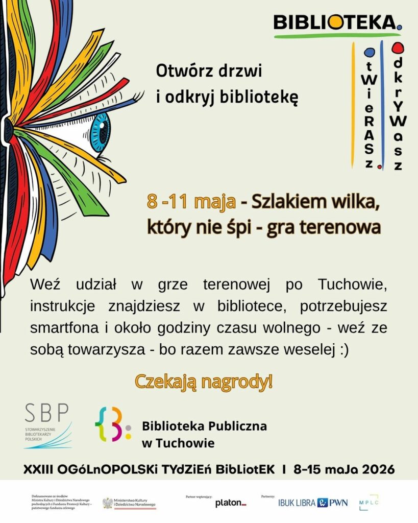 plakat z informacją tekstową zaproszenie do gry terenowej